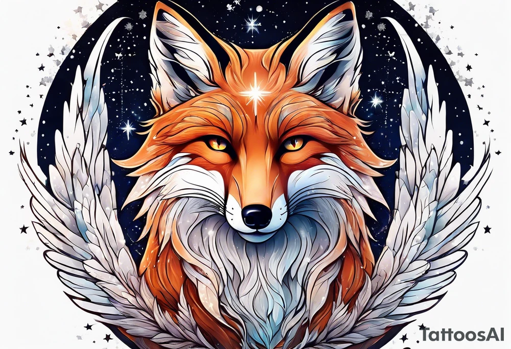 Constellation, wing , snow , cross , fox tattoo idea