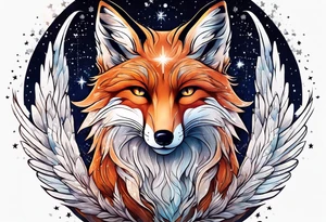 Constellation, wing , snow , cross , fox tattoo idea