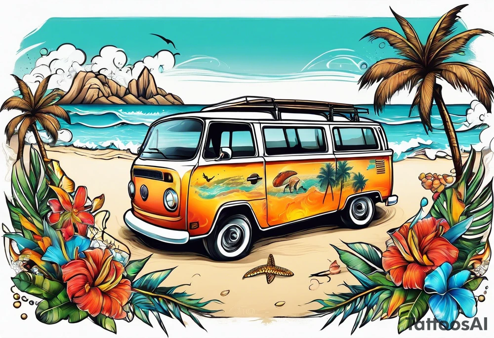SURFING SAFARI BEACH PARTY tattoo idea