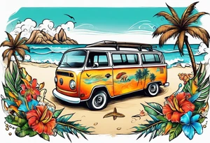 SURFING SAFARI BEACH PARTY tattoo idea