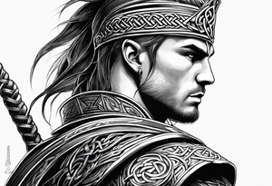 Celtic warrior side profile tattoo idea