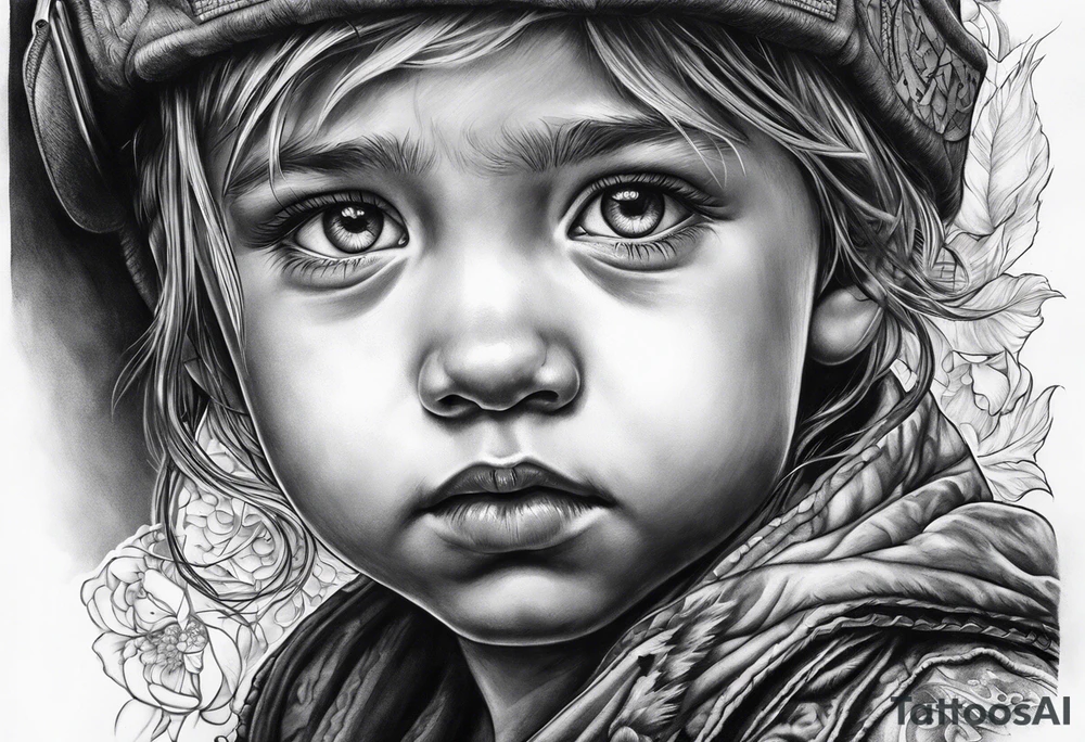 Innocence taken away by a brutal war and dark forces tattoo idea