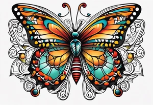 butterfly old school traditional vintage bold colorful tattoo idea