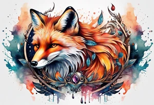 Watercolor fox tattoo idea