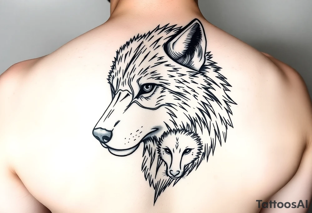 A solitary yet sublime and noble wolf and its progeny. the face for arm tattoo tattoo idea
