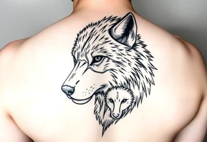 A solitary yet sublime and noble wolf and its progeny. the face for arm tattoo tattoo idea