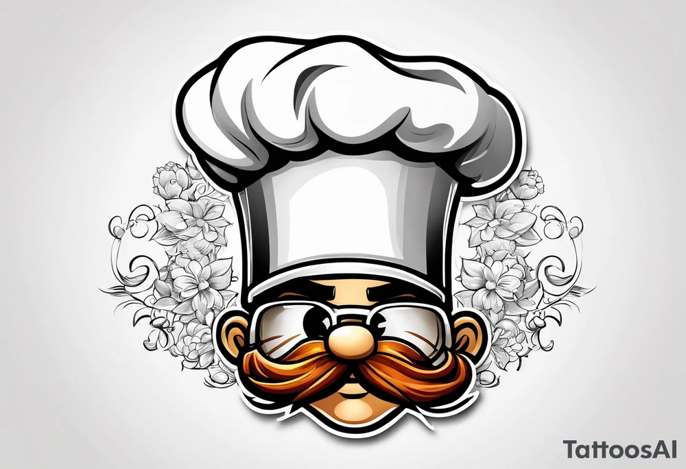 Cartoon chef hat with the name Olivia tattoo idea