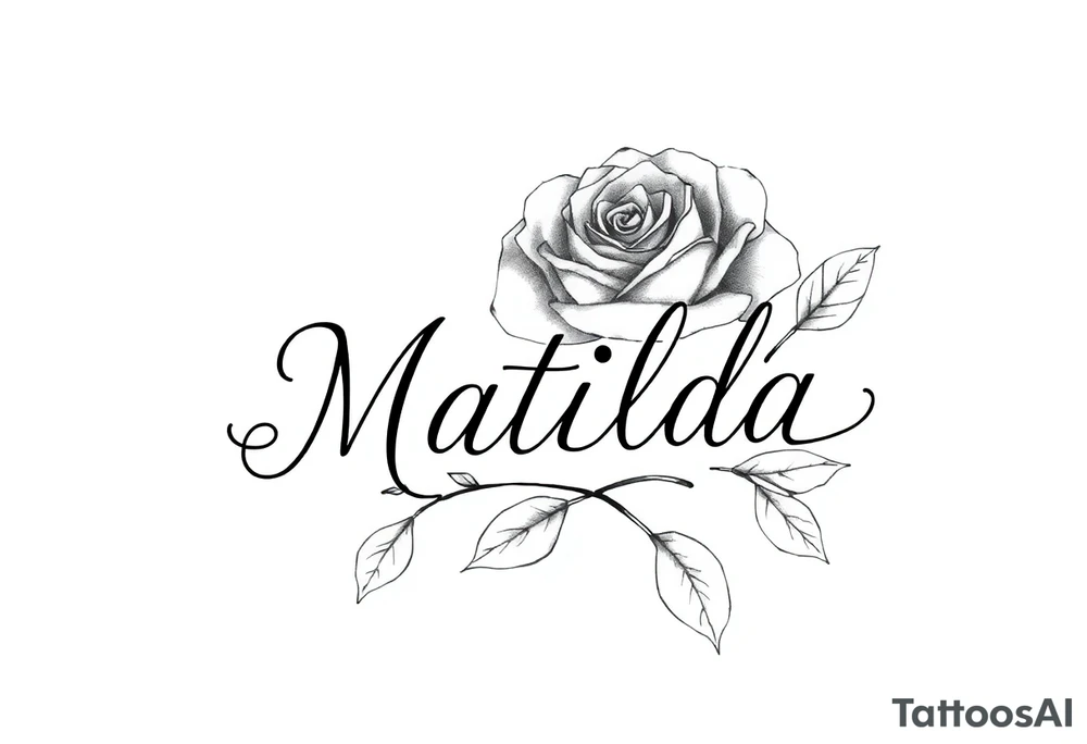 The name ‘Matilda’ in a rose tattoo idea