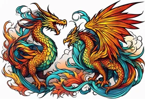 majestic  dragon and phoenix tattoo tattoo idea