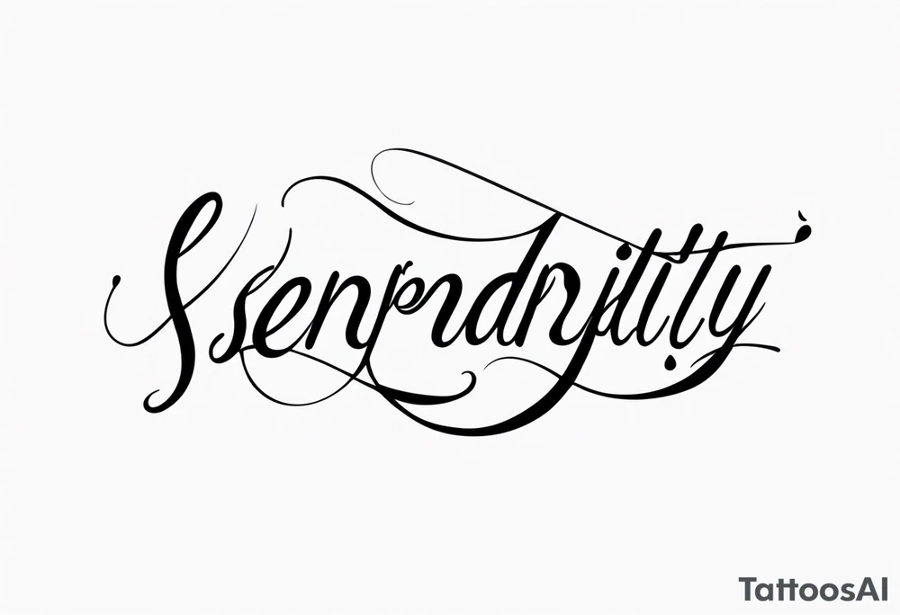 the word "serendipity" in cursive tattoo idea