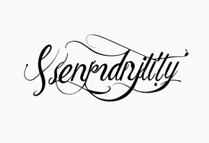 the word "serendipity" in cursive tattoo idea