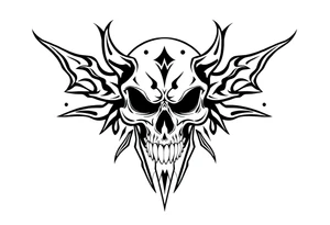 ornate demonic skull tattoo idea