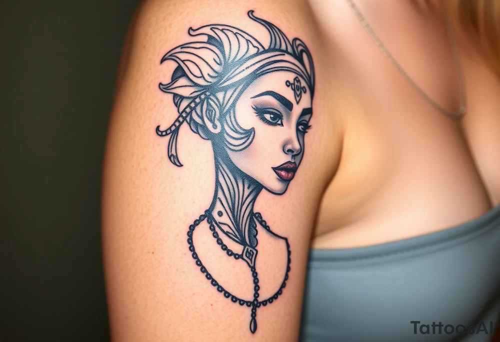 African goddess with tribal makeup tattoo idea