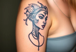 African goddess with tribal makeup tattoo idea