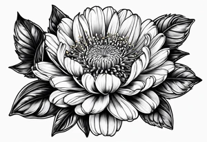 aster flower with roman numerals IX-VI-LVII tattoo idea