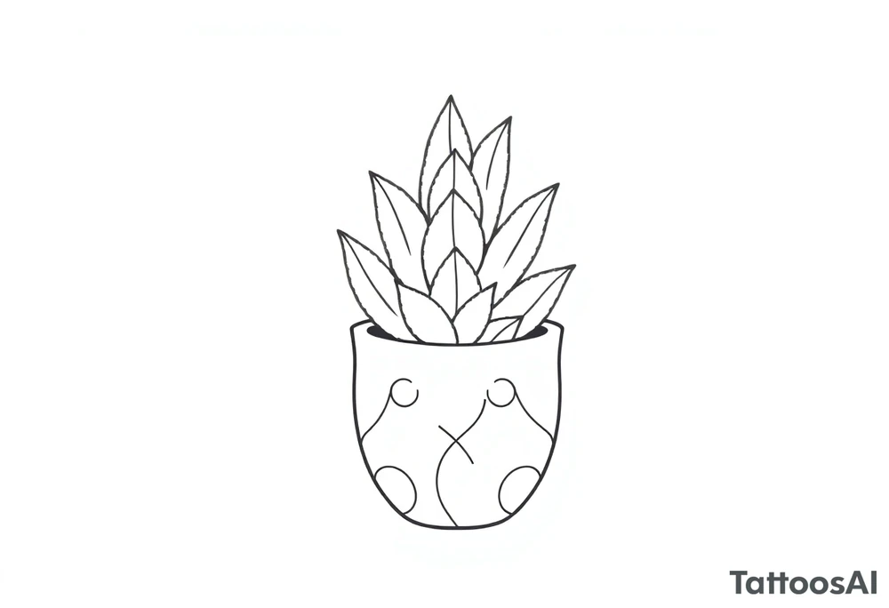 cute cacti and succulent in a pot tattoo idea