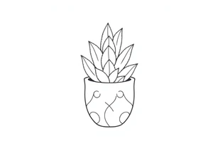 cute cacti and succulent in a pot tattoo idea