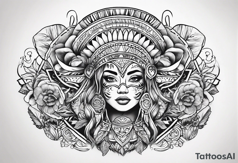 Water with tribal and tacos tattoo idea