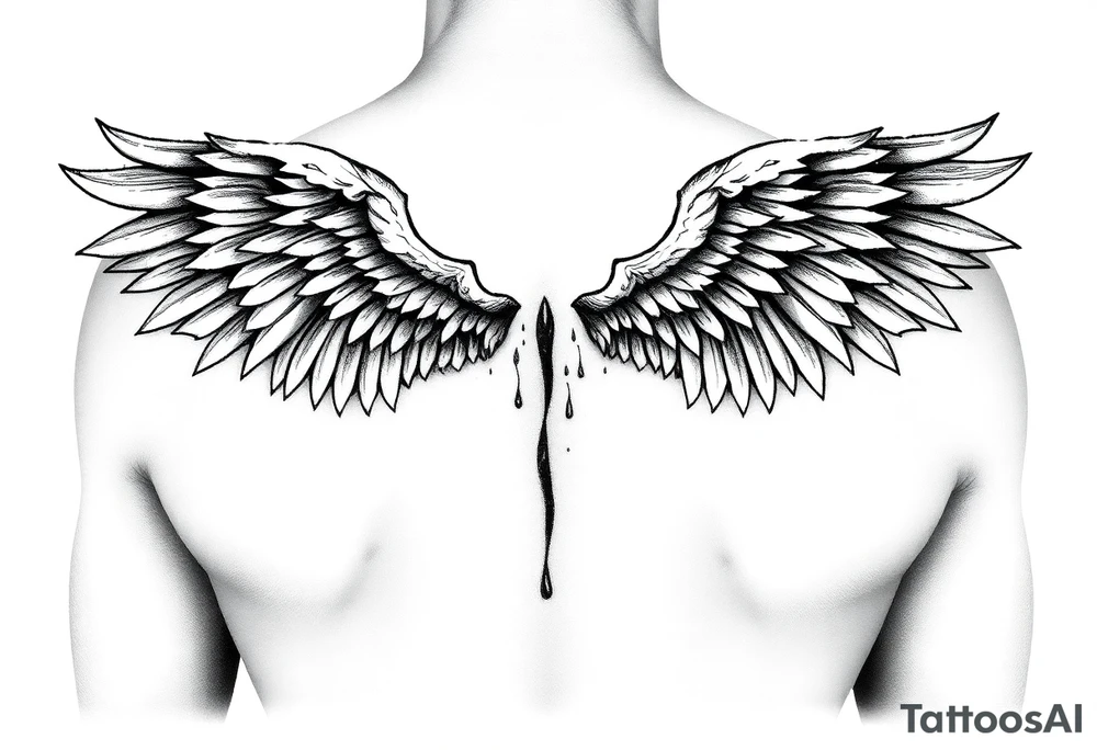 Angel wings in blood tattoo idea
