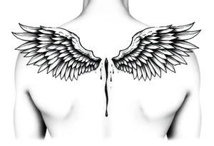 Angel wings in blood tattoo idea