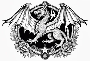 Welsh drago standing upright holding a texas star tattoo idea