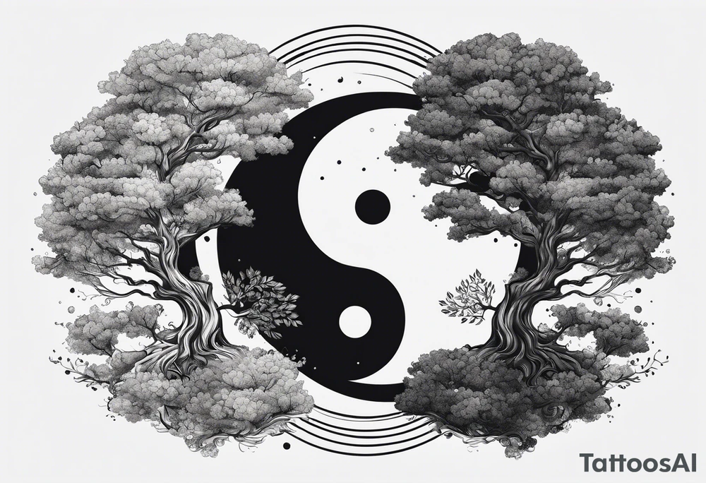 ying yang with a tree tattoo idea