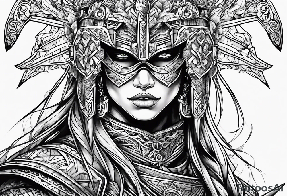 a battle hardened warrior masked tattoo idea