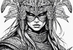 a battle hardened warrior masked tattoo idea