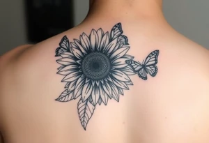 Sunflower with Shari an butterflies tattoo idea