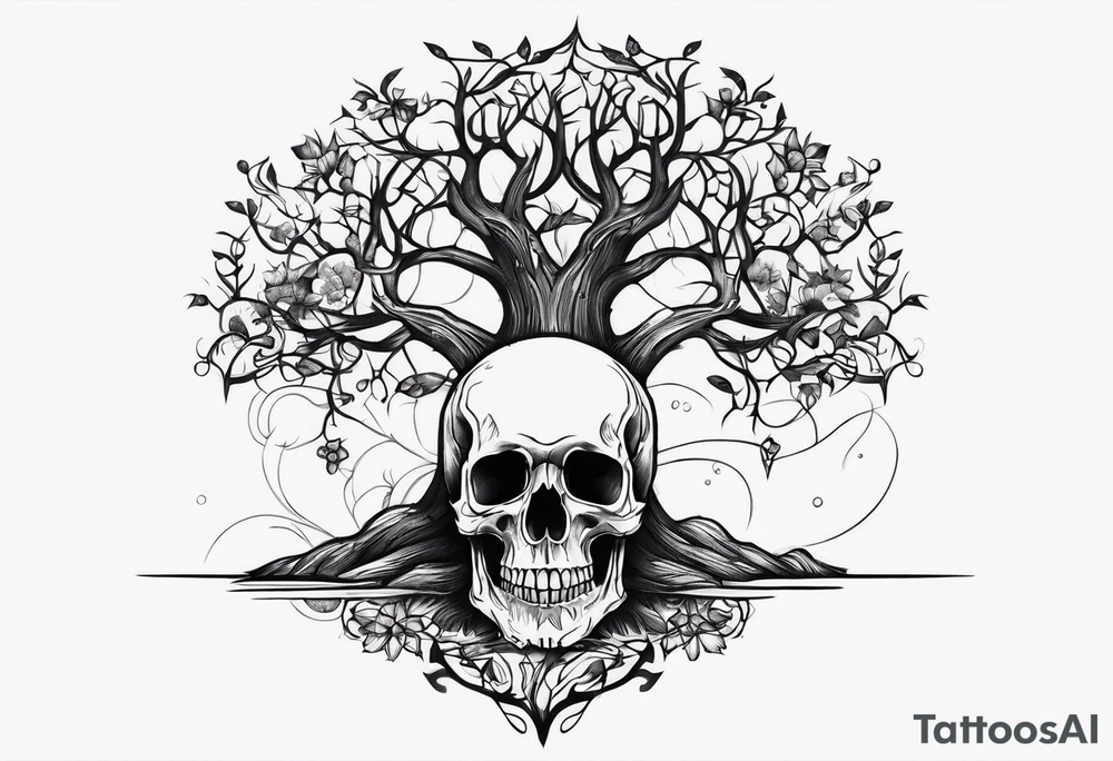Skull tree tattoo idea