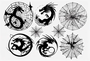 Dragon in a spiral spiderweb tattoo idea
