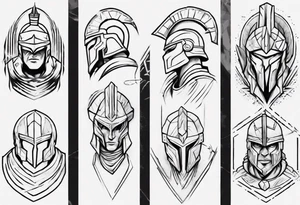 spartan soldier sleeve linework fine line linework tattoo idea