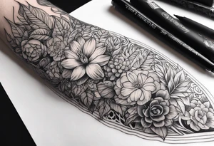 Plant sleeve no flowers tattoo idea