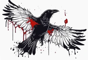 dead raven spreading wings and dripped in blood tattoo idea