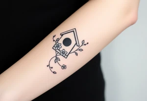 Birdhouse with flower vine tattoo idea