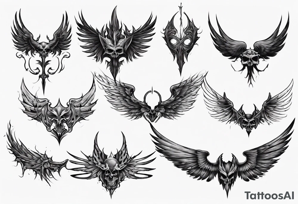 evil dark wings tattoo idea