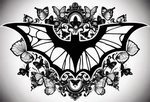 Small Batman symbol with butterflies all around it for a forearm tattoo tattoo idea
