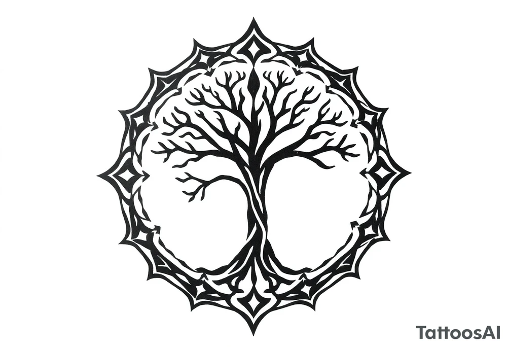 Tree of life circle tattoo idea