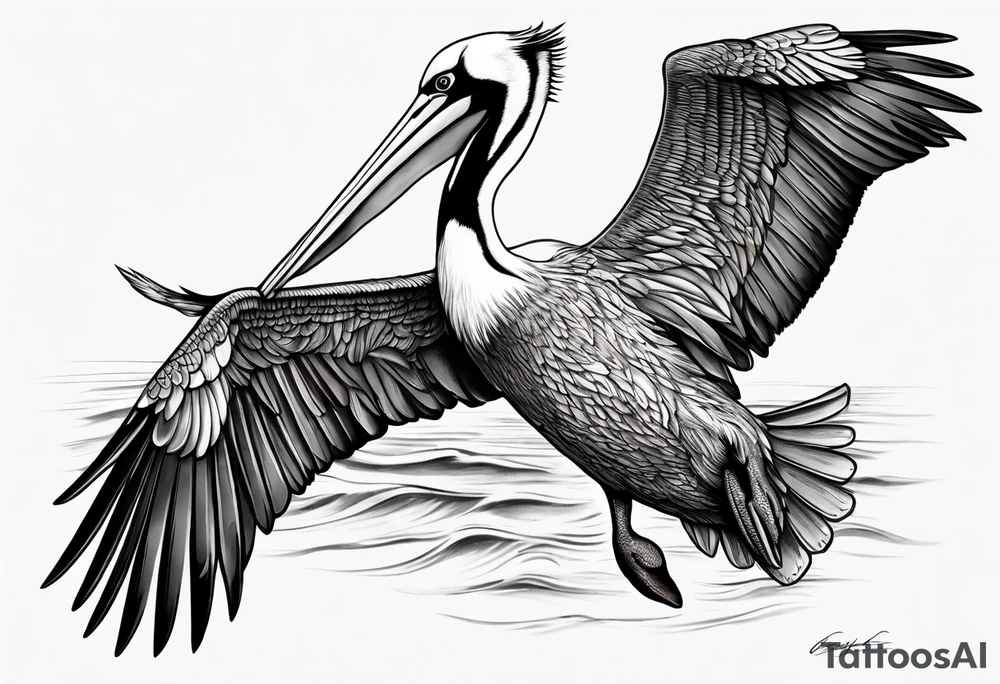 diving pelican tattoo idea
