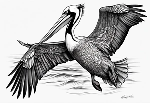 diving pelican tattoo idea