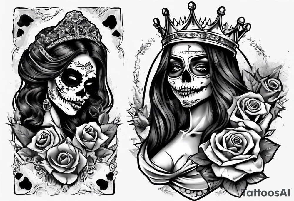 santa la muerta with money and crown
on the card tattoo idea