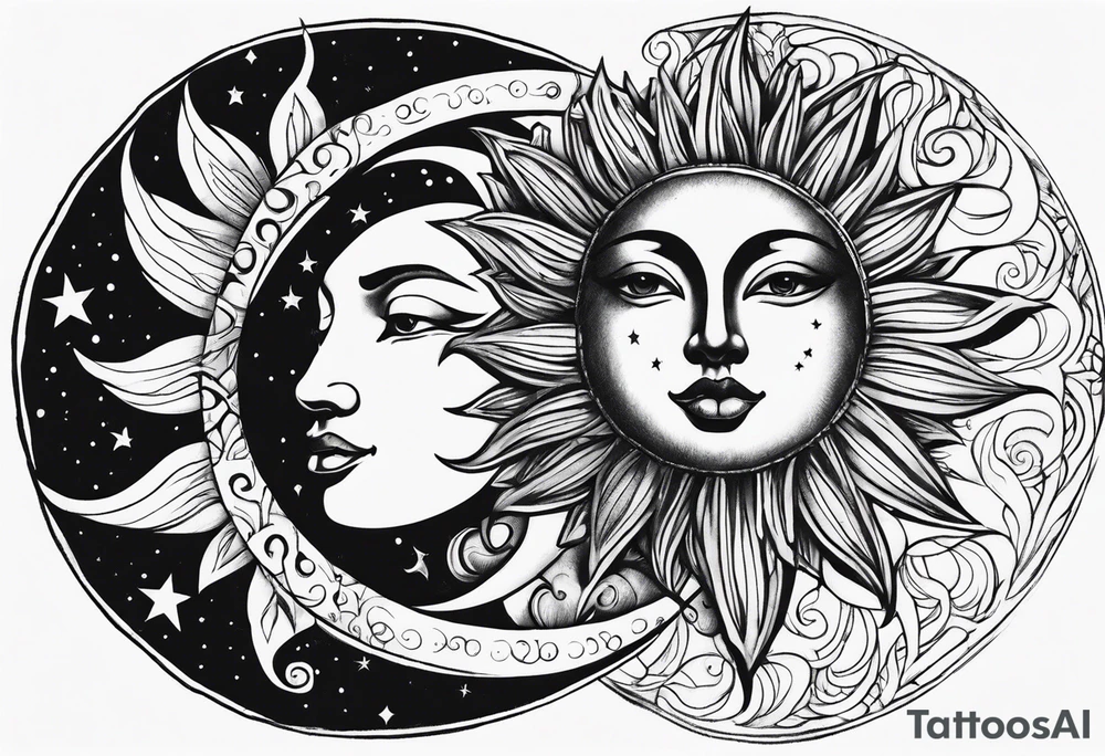 Sun and moon tattoo idea