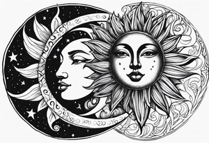 Sun and moon tattoo idea