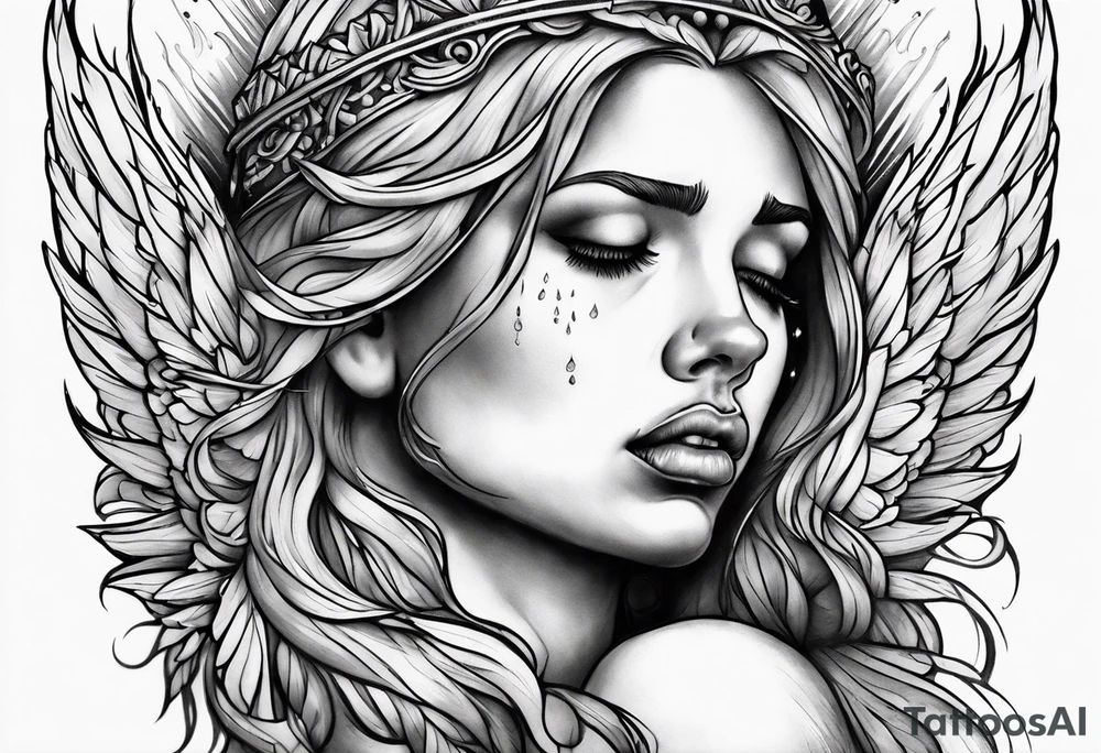 Crying angel tattoo idea