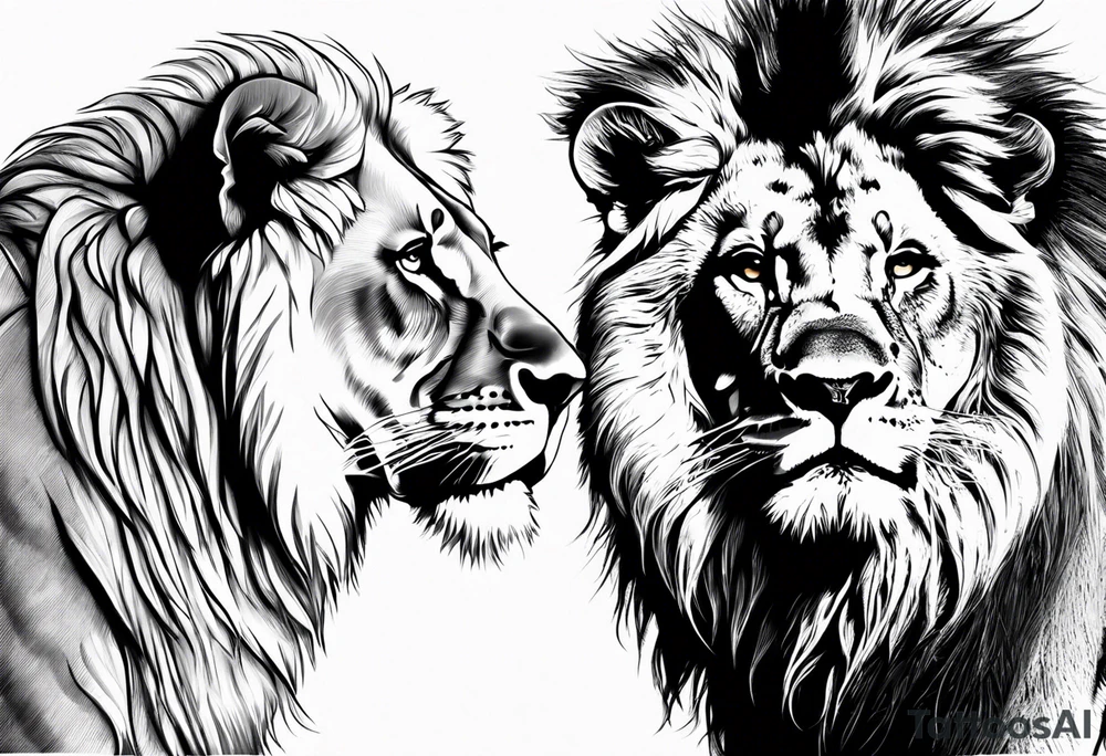 lion and lioness looking at each other tattoo idea
