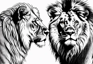 lion and lioness looking at each other tattoo idea
