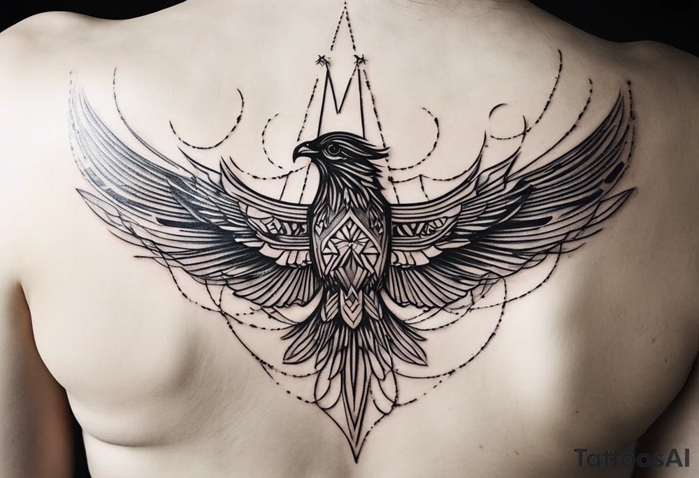 Wide tattoo that appears to be bursting out of the skin, symbolizing freedom. The tattoo should be vibrant and dynamic, with bold lines and colors that evoke a sense of liberation and empowerment. Consider incorporating elements such as broken chains, or other symbols of freedom. The tattoo should be visually striking and thought-provoking, inviting the viewer to reflect on the importance of personal freedom. tattoo idea