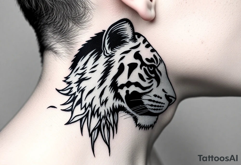 cyrillic russian + Macedonian tiger on the side of my left neck tattoo idea