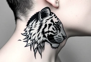 cyrillic russian + Macedonian tiger on the side of my left neck tattoo idea