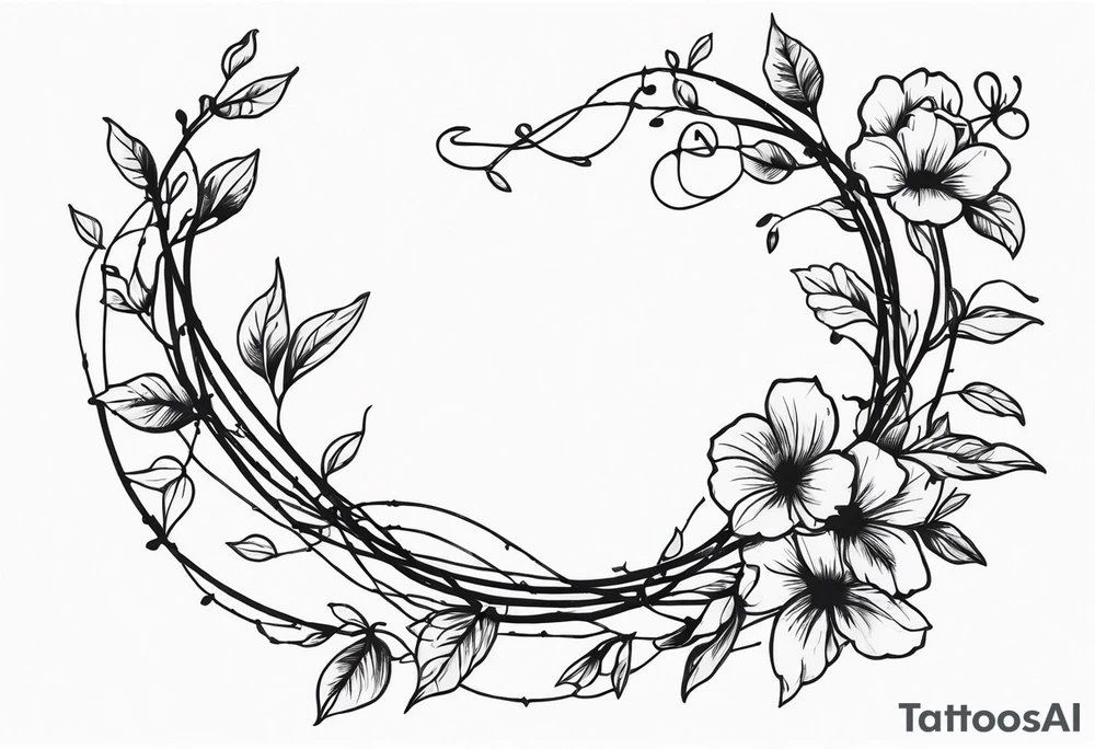 Barded wire with flowery vine wrapped around it tattoo idea